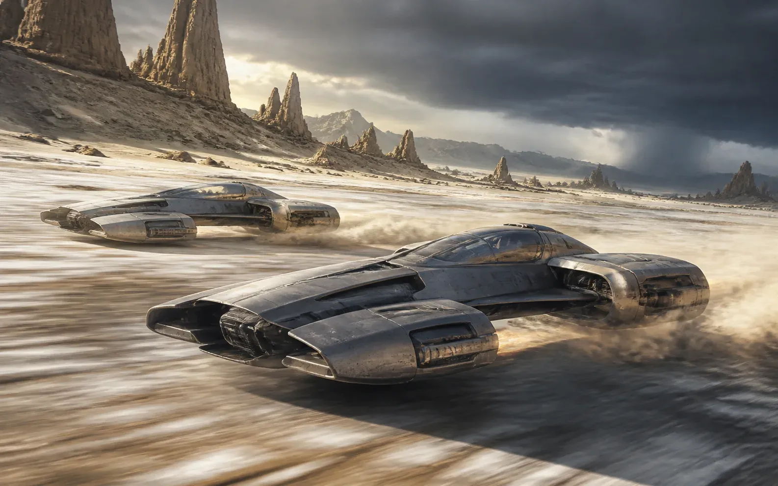 Desert hover racing artwork for Sandline